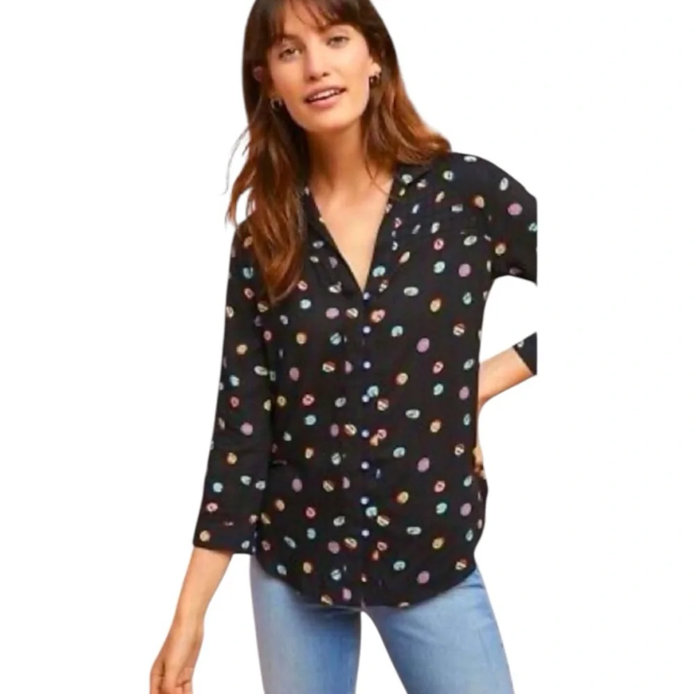 Anthropologie 13 of 52 Conversations Button Down Blouse size 6